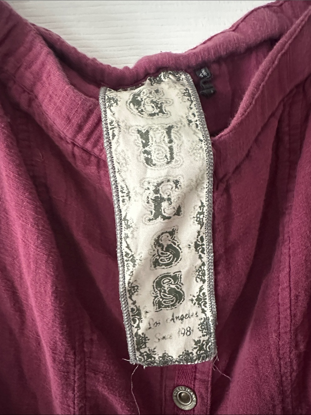 GUESS Plum Button-Front Drawstring Romper - Picture 2 of 6